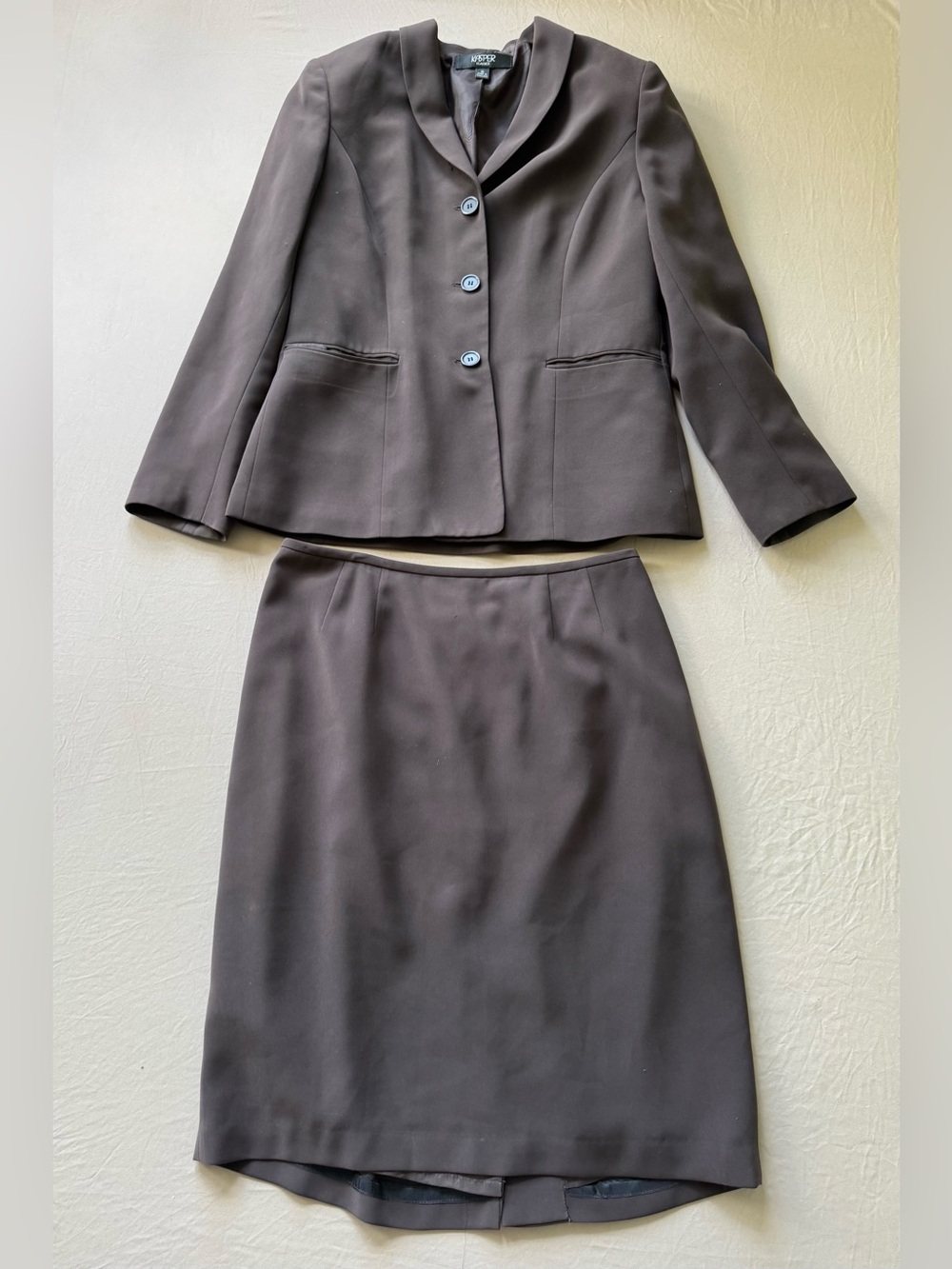 Vintage Kasper Stretch Crepe Skirt & Trousers Suit Set